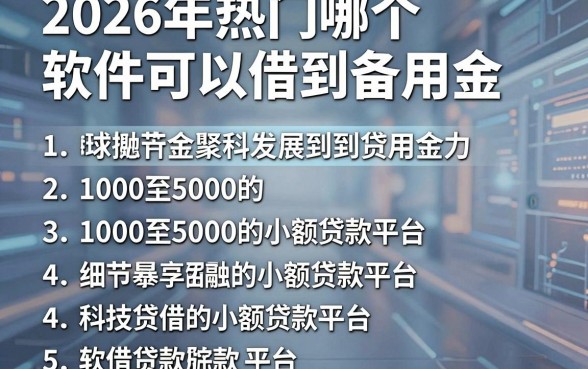 2026年热门哪个软件可以借到备用金，罗列五个1000至5000的小额贷款平台