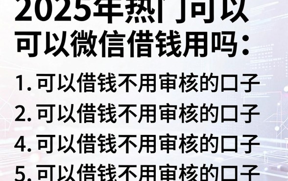 2025年热门可以微信借钱用吗，罗列5个可以借钱不用审核的口子