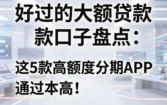 好过的大额贷款口子盘点:这5款高额度分期APP通过率高!