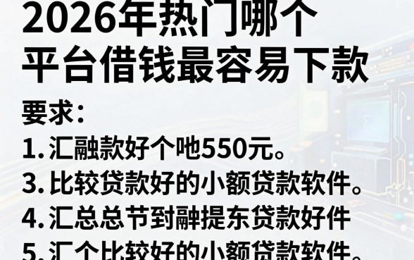 2026年热门哪个平台借钱最容易下款,汇总5个比较好的小额贷款软件