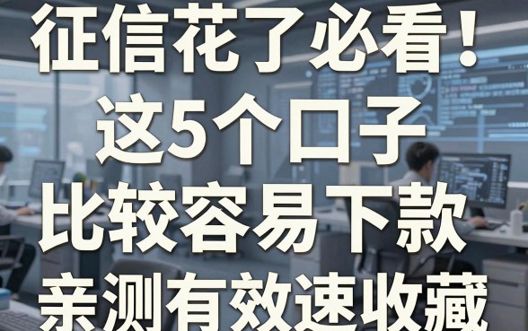 征信花了必看!这5个口子比较容易下款,亲测有效速收藏