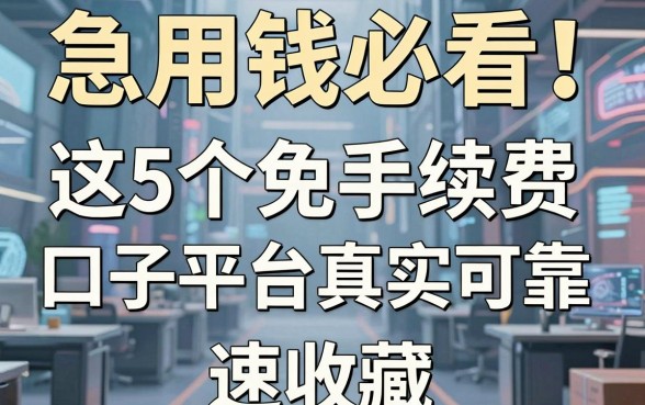 急用钱必看!这5个免手续费口子平台真实可靠,速收藏!