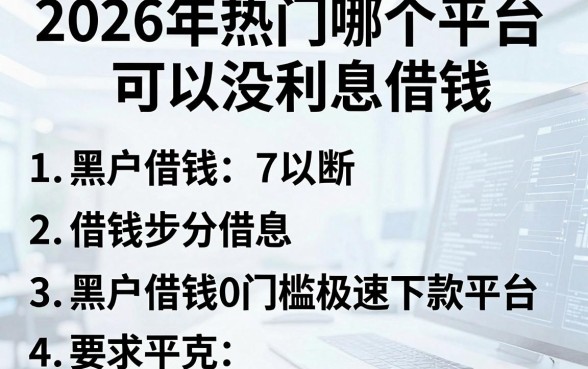 2026年热门哪个平台可以没利息借钱,概括五个黑户借钱0门槛极速下款平台