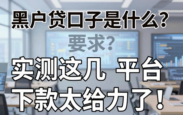 黑户贷口子是什么?实测这几家平台下款太给力了!