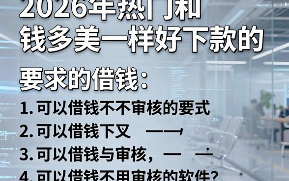 2026年热门和钱多美一样好下款的,罗列五个可以借钱不用审核的软件