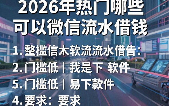 2026年热门哪些可以微信流水借钱，整合5个门槛低易下款软件