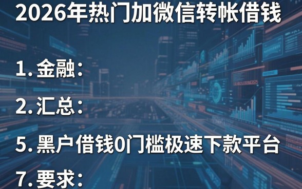 2026年热门加微信转帐借钱,汇总5个黑户借钱0门槛极速下款平台