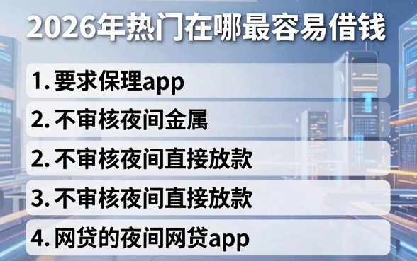 2026年热门在哪最容易借钱，整理五个不审核夜间直接放款的网贷app