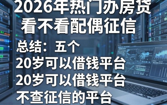 2026年热门办房贷看不看配偶征信,总结五个20岁可以借钱平台不查征信的平台