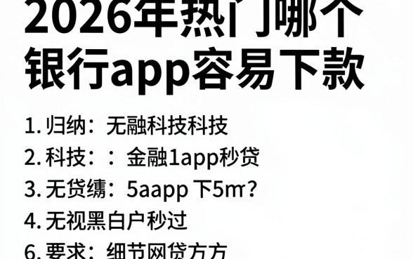 2026年热门哪个银行app容易下款，归纳五个无视黑白户秒过的网贷