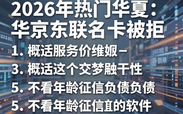 2026年热门华夏京东联名卡被拒，概括5个不看年龄征信负债的软件