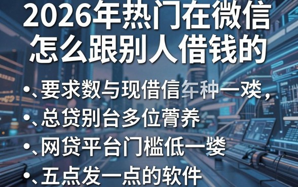 2026年热门在微信怎么跟别人借钱的,总结五个网贷平台门槛低一点的软件