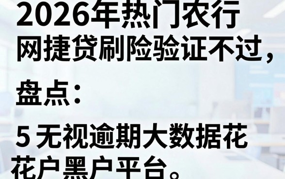 2026年热门农行网捷贷刷脸验证不过,盘点5个无视逾期大数据花户黑户平台