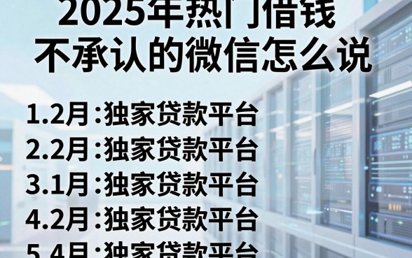 2025年热门借钱不承认的微信怎么说,罗列五个12月独家贷款的平台