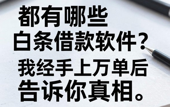 都有哪些白条借款软件？我经手上万单后告诉你真相