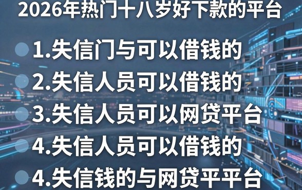2026年热门十八岁好下款的平台,归纳五个失信人员可以借钱的网贷平台