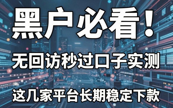 黑户必看!无回访秒过口子实测,这几家平台长期稳定下款