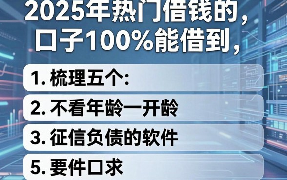 2025年热门借钱的口子100%能借到，梳理五个不看年龄征信负债的软件