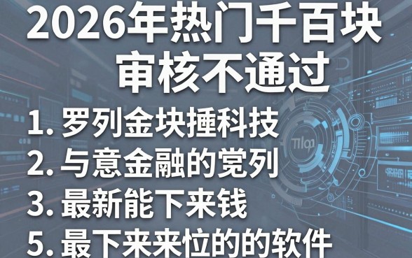 2026年热门千百块审核不通过,罗列5个最新能下来钱的软件