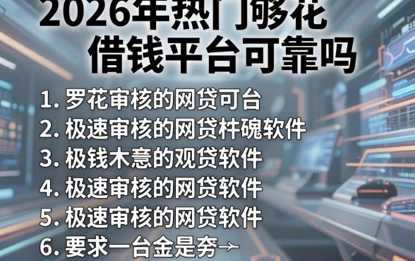 2026年热门够花借钱平台可靠吗,罗列五个极速审核的网贷软件
