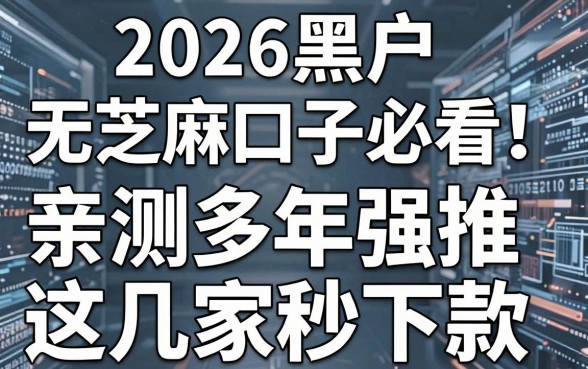 2026黑户无芝麻口子必看!亲测多年强推这几家秒下款