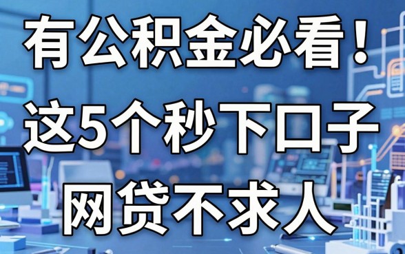 有公积金必看!这5个秒下口子,网贷不求人!