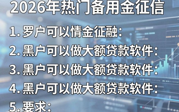 2026年热门备用金征信,罗列5个黑户可以做大额贷款软件