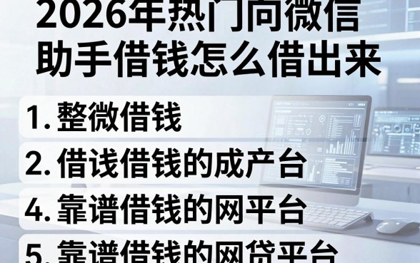 2026年热门向微信助手借钱怎么借出来，整理五个靠谱借钱的网贷平台