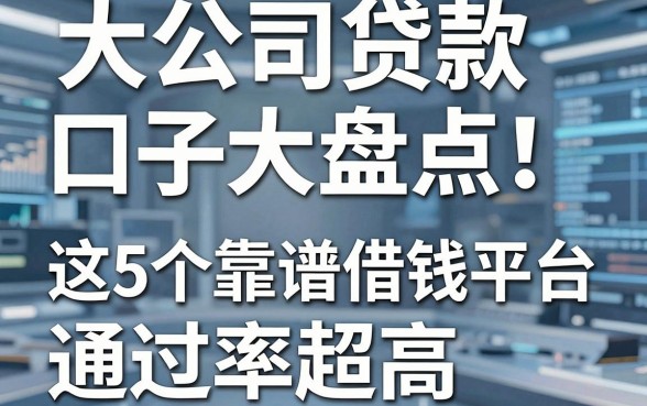 大公司贷款口子大盘点！这5个靠谱借钱平台通过率超高