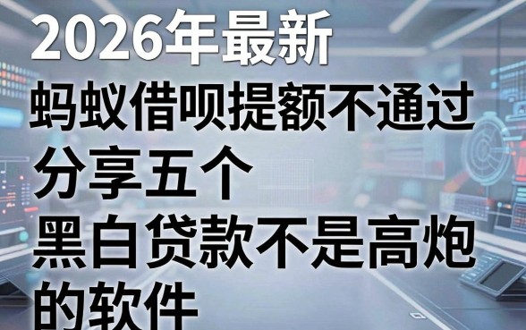 2026年最新蚂蚁借呗提额不通过，分享五个黑白贷款不是高炮的软件