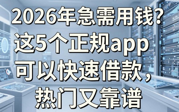2026年急需用钱?这5个正规app可以快速借款,热门又靠谱!