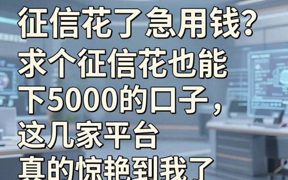 征信花了急用钱?求个征信花也能下5000的口子,这几家平台真的惊艳到我了!