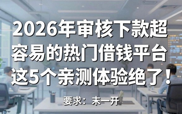 2026年审核下款超容易的热门借钱平台，这5个亲测体验绝了！