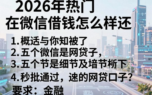 2026年热门在微信借钱怎么样还,概括五个秒批通过的网贷口子