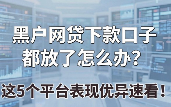 黑户网贷下款口子都放了怎么办？这5个平台表现优异速看！