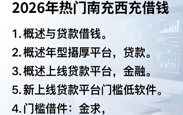 2026年热门南充西充借钱，概括五个新上线贷款平台门槛低软件