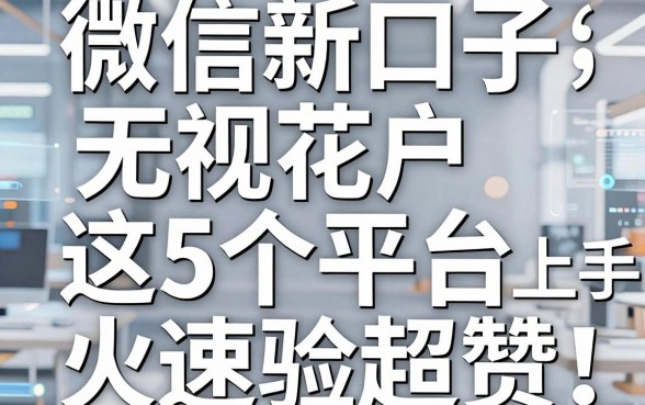 微信新口子无视花户，这5个平台火速上手体验超赞！