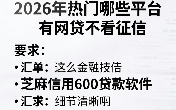 2026年热门哪些平台有网贷不看征信，汇总5个芝麻信用600贷款软件