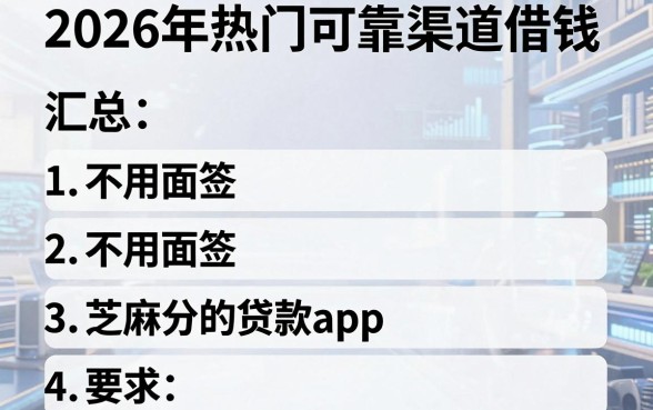 2026年热门可靠渠道借钱,汇总五个不用面签和芝麻分的贷款app
