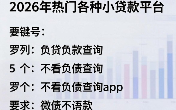 2026年热门各种小贷款平台，罗列5个不看负债查询的app