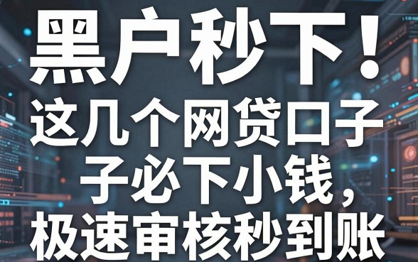 黑户秒下!这几个网贷口子必下小钱,极速审核秒到账