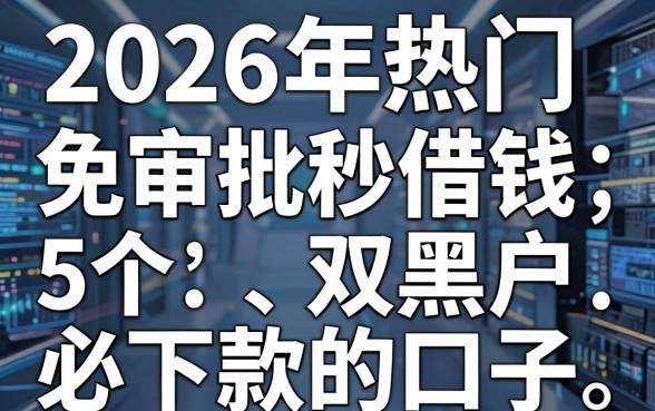 2026年热门免审批秒借钱,概括5个双黑户必下款的口子