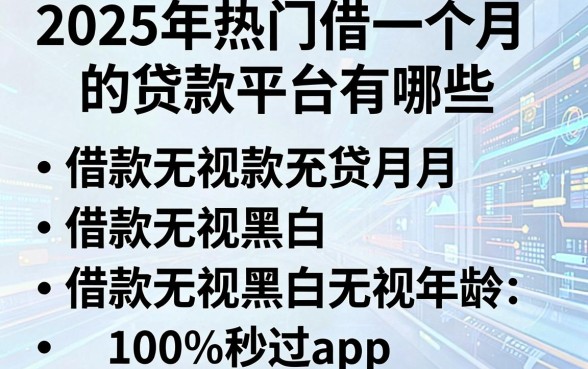 2025年热门借一个月的贷款平台有哪些，概括五个借款无视黑白无视年龄100%秒过app