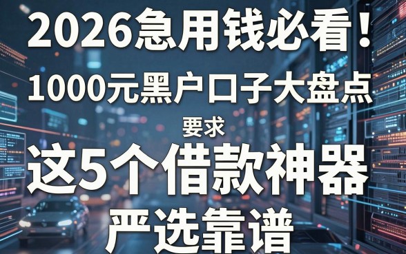 2026急用钱必看!1000元黑户口子大盘点,这5个借款神器严选靠谱!