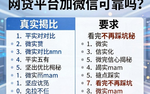 网贷平台加微信可靠吗？真实对比揭秘，看完不再踩坑