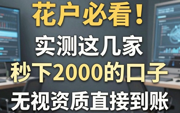花户必看！实测这几家秒下2000的口子，无视资质直接到账