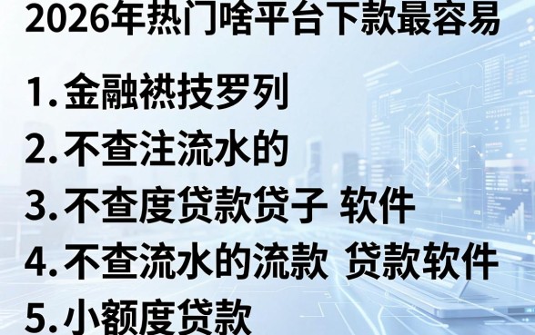 2026年热门啥平台下款最容易，罗列5个不查流水的小额度贷款软件
