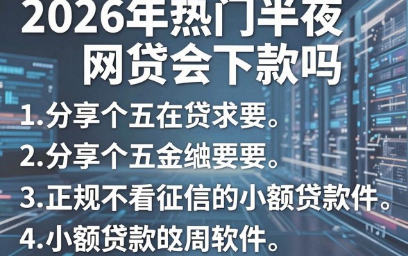 2026年热门半夜网贷会下款吗，分享五个正规不看征信的小额贷款软件