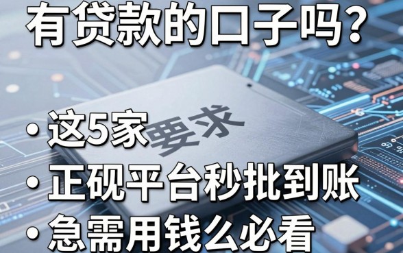 有贷款的口子吗？这5家正规平台秒批到账，急需用钱必看！