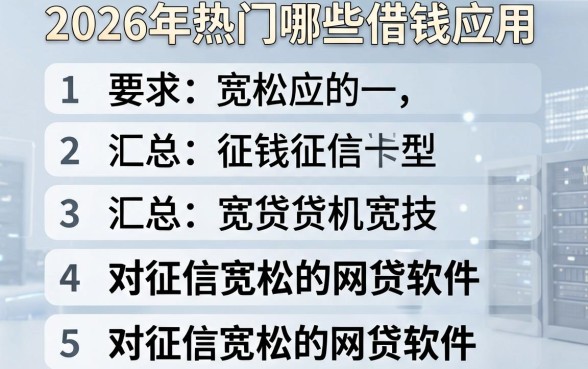 2026年热门哪些借钱应用，汇总五个对征信宽松的网贷软件